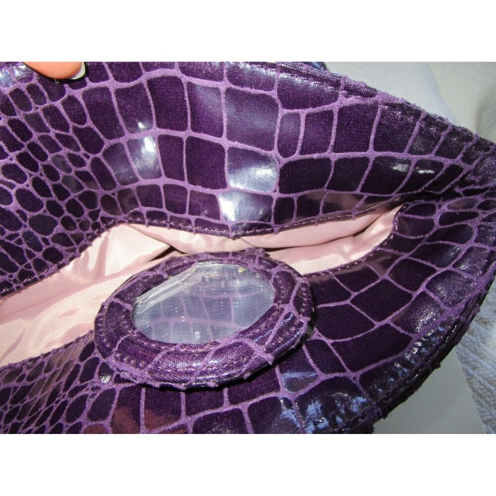 Nine West Clutch Purse -Purple Faux Snakeskin Leather with Bow -New without tags - Picture 13 of 16